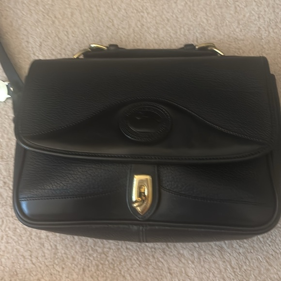 DOONEY & BOURKE | Black leather mini-brief case, crossbody saddlebag - Picture 2 of 13